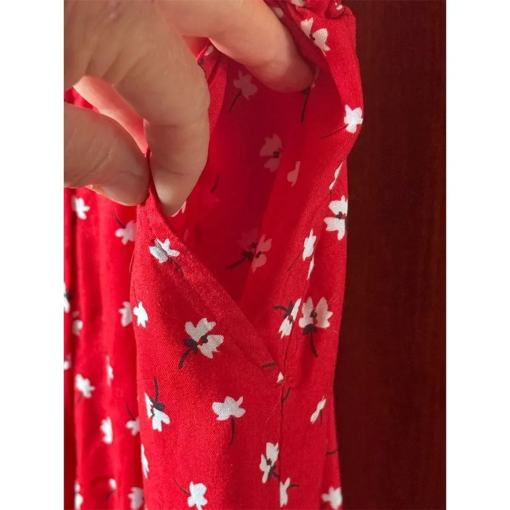 Abercrombie Kids Girls Red Floral Spaghetti Strap Jumpsuit Size 11/12